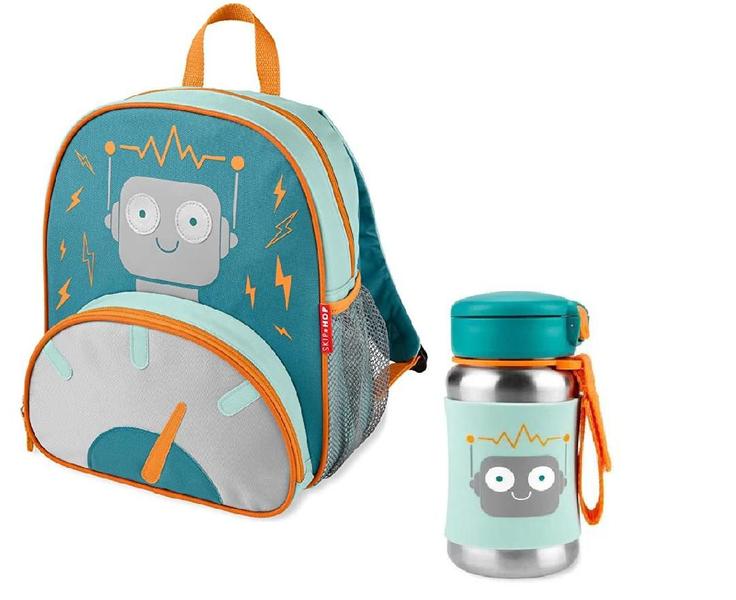 Imagem de Skip Hop Robo Mochila e Garrafa em inox infantil Conjunto