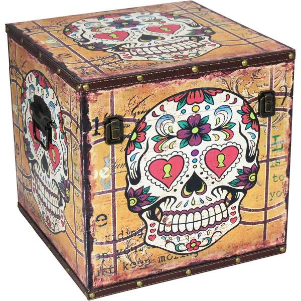 Imagem de Skull caixa organizadora mdf color 3pç bau