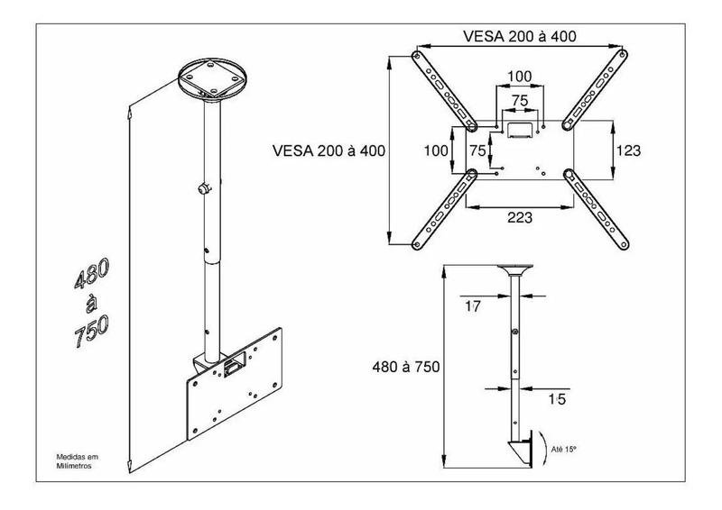 Imagem de SKY 30 Suporte de Teto para TV LCD/LED de 19" a 56"