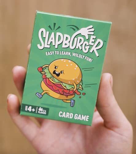 Imagem de Slapburger - Jogos de família divertidos para a noite do jogo - Jogos de cartas para crianças e adultos, famílias, adolescentes, viagens de carro, camping, festa, meias de recheado presentes - Idades 4 e acima, 2-6 jogadores, 15 min