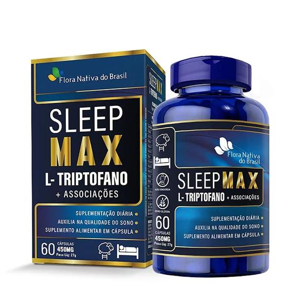 Imagem de Sleep Max - Triptofano + Vitamina B6 + Vitamina B12 Metilcobalamina + Ácido Fólico + Zinco + Niacina 60 Capsulas 450mg