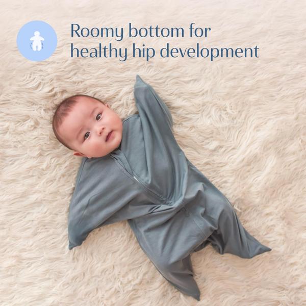 Imagem de SleepingBaby Poly Zipadee-Zipddle Transition Baby Swaddle Blanket com zíper, envoltório de saco de sono bebê aconchegante (médio 6-12 meses  18-26 lbs, 29-33 polegadas  Cinza Clássico)