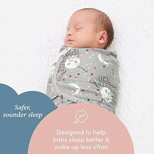 Imagem de SleepingBaby Zippy Swaddle - 100% Algodão Baby Swaddle Cobertores - Sacos de dormir com zíper inferior conveniente - Boa noite Lua - Médio / Grande - 2 Pack