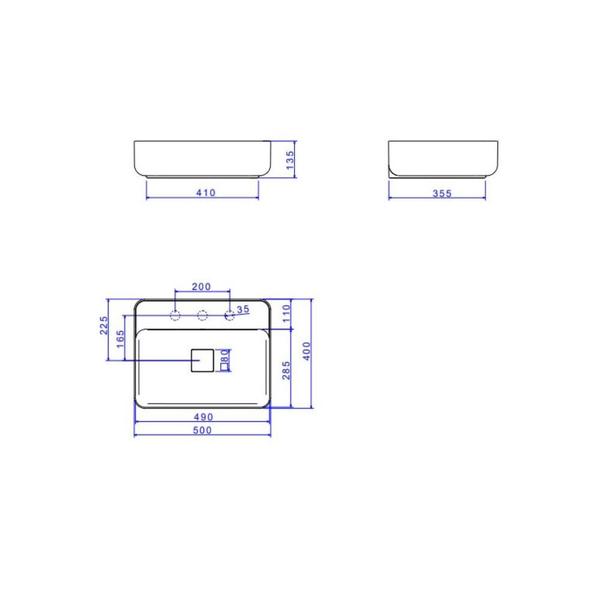 Imagem de Slim Ebano Fosco Cuba Apoio Retangular Mesa 40,0x50,0x13,5 - Deca