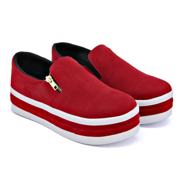 Slip On Feminino Sola Alta Tênis Plataforma Com Zíper Iate Macio Para Ficar Alta - GuGi Slip On Feminino Sola Alta Tênis Plataforma Com Zíper Iate Macio Para Ficar Alta - GuGi