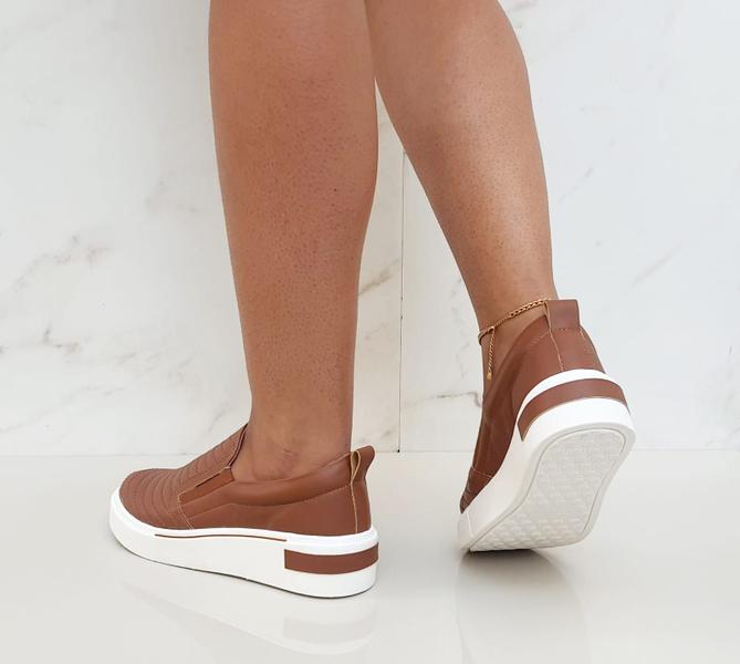 Imagem de Slip On Tênis Feminino Iate Calce Fácil C/Elastico Caramelo