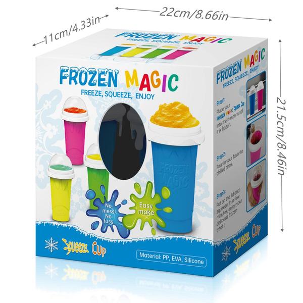 Imagem de Slushy Cup REGNBUE Magic Slushy Maker Squeeze Cup 2 peças azul+vermelho