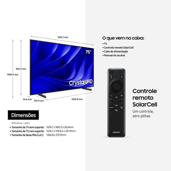Imagem de Smart Big TV 75" Crystal UHD 4K 75DU8000 2024 + Soundbar HW-B550/ZD
