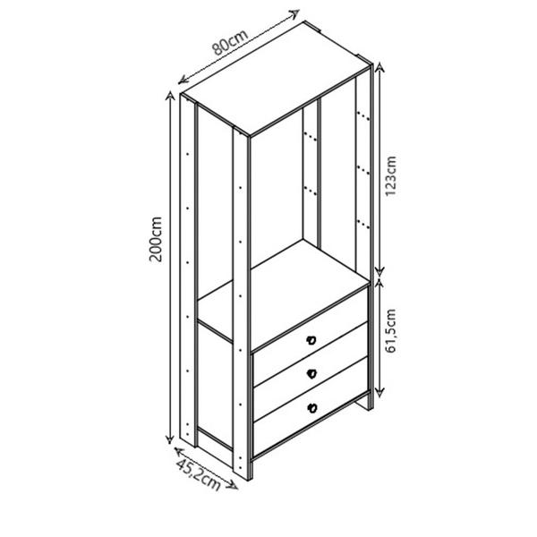 Imagem de Smart Closet Yes Com Cabideiro 3 Gavetas Porta e 4 Prateleiras Nova Mobile