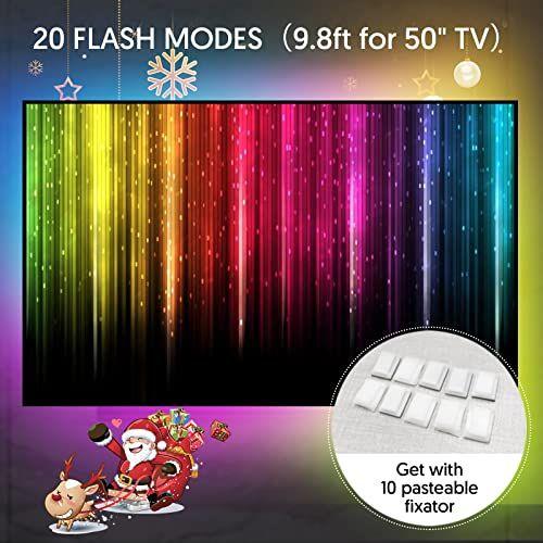 Imagem de Smart Fairy Lights 9,8 pés para luz de fundo de TV de 40-55 polegadas Trabalhe com Alexa Google Avatar Controls Luzes de corda USB com controle remoto 16M de mudança de cor regulável 30 LED para luzes de jogos Kit de iluminação ambiente