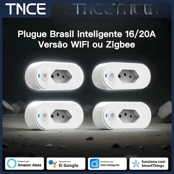 Imagem de Smart Plug Wi-Fi Zigbee 16A/20A com Monitoramento de Energia - Controle Remoto via Google Home e Alexa