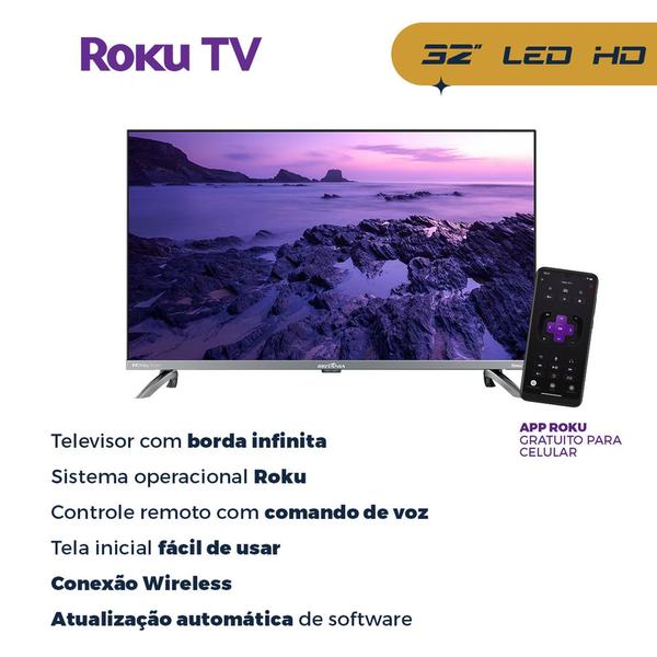 Imagem de Smart TV 32” HD LED Britânia BTV32G7PR2CSGBLH Roku TV