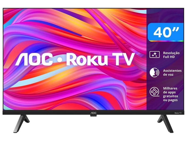 Smart TV 40" AOC Full HD DLED Série 5045 40S5045/78G Roku TV 2024 Smart TV 40" AOC Full HD DLED Série 5045 40S5045/78G Roku TV 2024