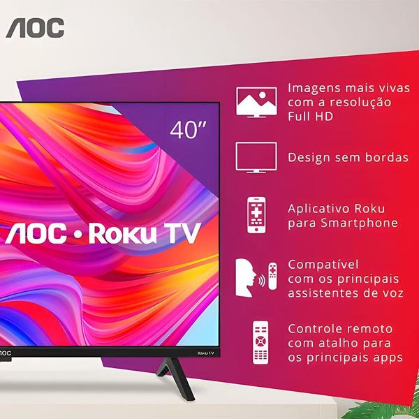 Imagem de Smart TV 40" AOC Roku TV DLED Full HD 40S5045/78G