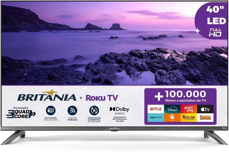 Smart Tv 40'' Britânia Btv40m9gr2cgb Roku Led Dolby Audio - BRITANIA Smart Tv 40'' Britânia Btv40m9gr2cgb Roku Led Dolby Audio - BRITANIA