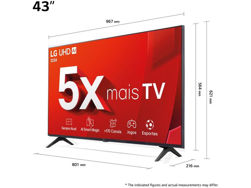 Imagem de Smart TV 43" 4K LCD LG 43UT8000PSA AI Processor Wi-Fi Bluetooth com Alexa 3 HDMI 2 USB