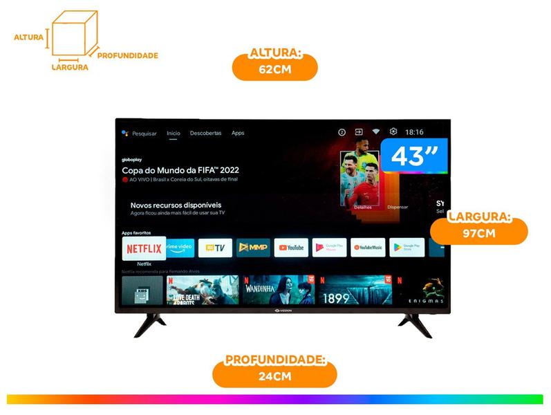 Smart TV 43” Full HD DLED Rig Vizzion BR43D1SA - Smart Tv