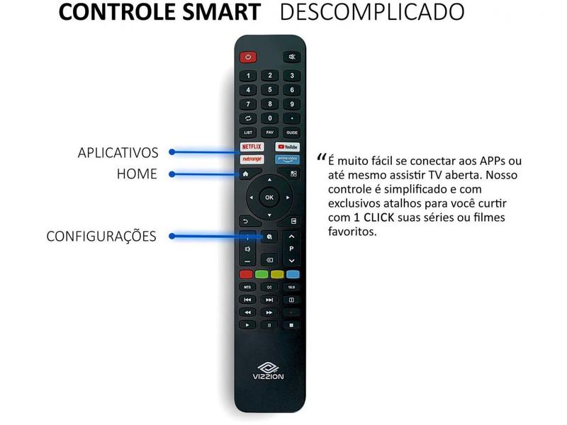 Imagem de Smart TV 43” Full HD DLED Vizzion LE43DF20 - IPS Wi-Fi 2 HDMI 2 USB