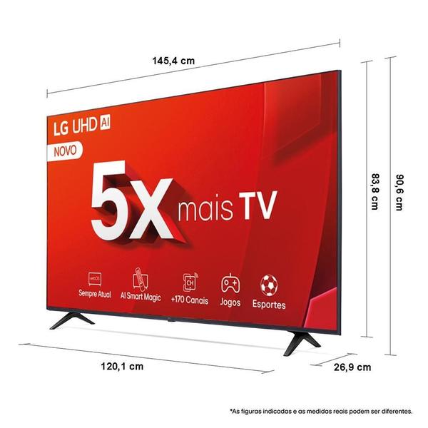 Imagem de Smart TV 4K 65" LG UHD 65UT8050 Processador A5 Ger7 AI Alexa/Chromecast integrado, Wi-Fi, Bluetooth e HDMI