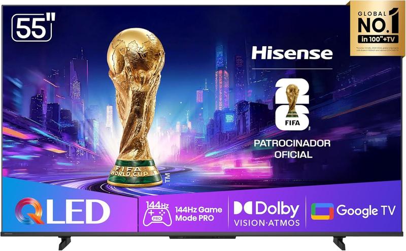 Smart TV 4K Hisense QLED 55 Polegadas com Dolby Vision, Dolby Atmos, HDR10 e WiFi 55Q7QGPT...