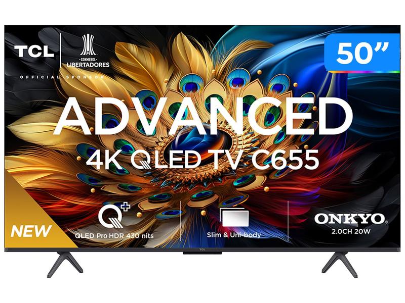 Smart TV 50” 4K UHD QLED TCL 50C655 Wi-Fi - Bluetooth 3 HDMI 1 USB Smart TV 50” 4K UHD QLED TCL 50C655 Wi-Fi - Bluetooth 3 HDMI 1 USB