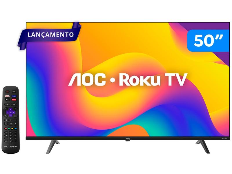 Smart TV 50" AOC 4K DLED 50U7045/78G Roku TV Quad Core Google Assistente 3 HDMI Smart TV 50" AOC 4K DLED 50U7045/78G Roku TV Quad Core Google Assistente 3 HDMI