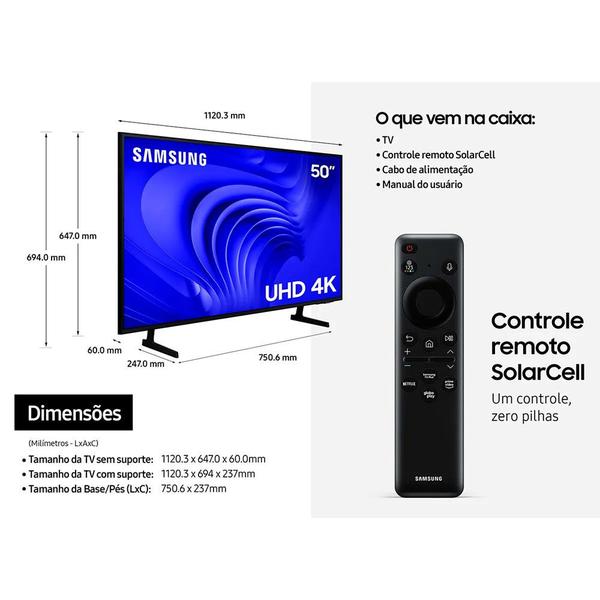 Imagem de Smart TV 50Pol UHD 4K 50DU7700 2024 Processador Crystal 4K Gaming Hub Alexa built in Samsung