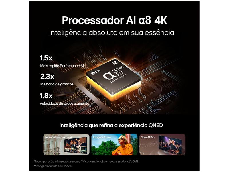 Imagem de Smart TV 55" 4K LG QNED 55QNED85T Processador α8 AI Painel 120Hz Quantum Dot Nanocell Local Dimming Design Super Slim FreeSync webOS 24