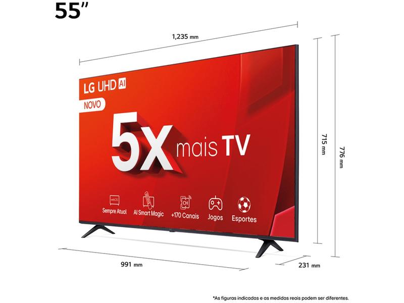 Imagem de Smart TV 55" 4K LG Ultra HD 55UT8050 com Processador a5 Ger7 AI, Alexa/Chromecast integrado, Otimizador de Jogos, webOS 24 e Controle Smart Magic