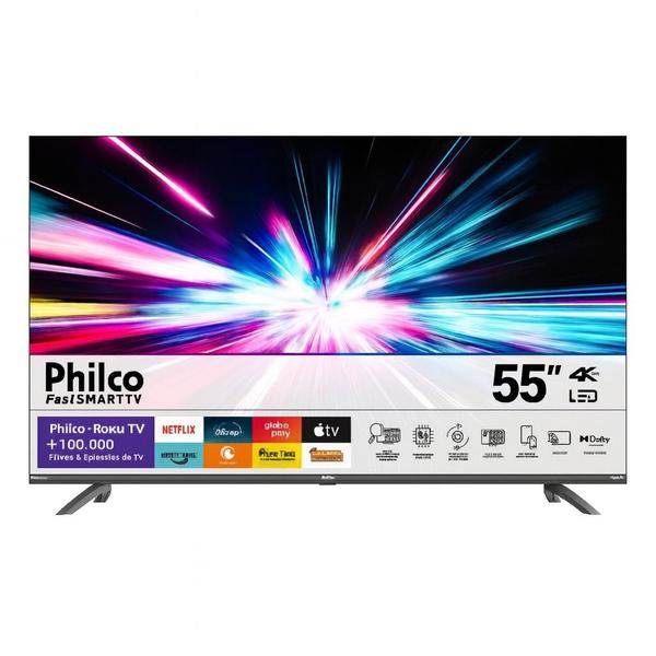 Smart TV 55 Philco LED Roku TV Dolby Áudio PTV55G3ERSGB