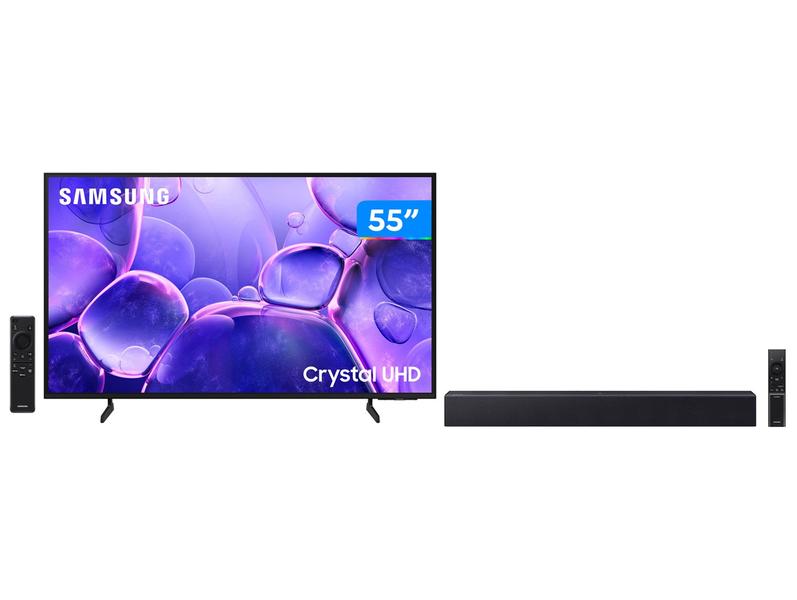 Smart TV 55” Samsung 4K UHD Crystal Tizen Bixby - 3 HDMI + Soundbar B-Series HW-B400F 40W USB
