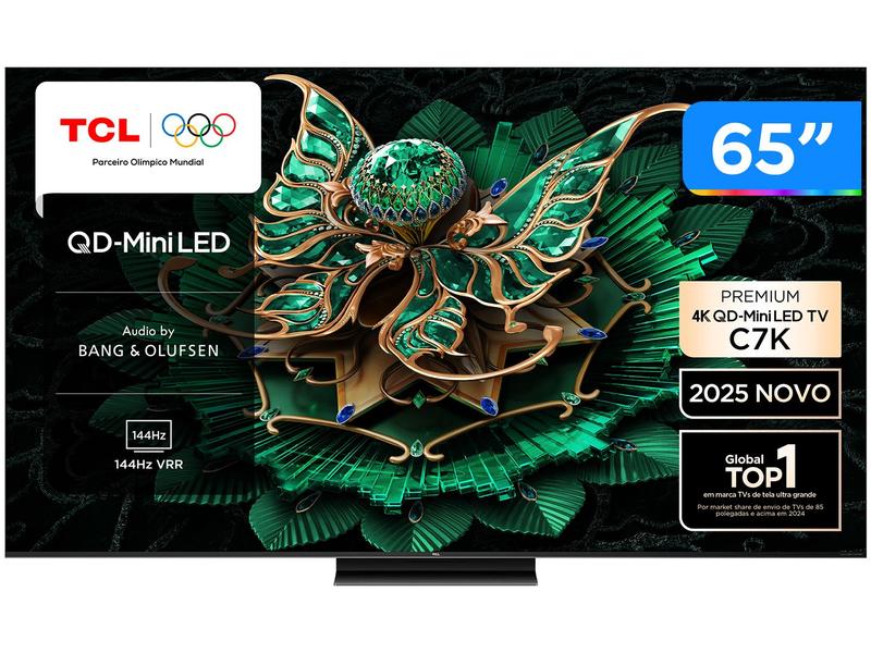 Smart TV 65" TCL 4K UHD MiniLED 65C7K 144Hz Google TV MiniLED AiPQ Pro Google Assistente 4... Smart TV 65" TCL 4K UHD MiniLED 65C7K 144Hz Google TV MiniLED AiPQ Pro Google Assistente 4...