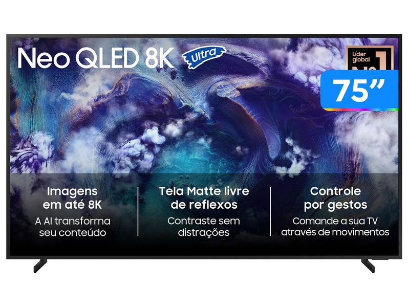 Smart TV 75" Samsung Ultra 8K Neo QLED Ultra QN900F QN75QN900FGXZD 120Hz Tizen NQ8 AI Gen2 Bixby Alexa 4 HDMI