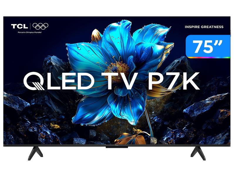 Smart TV 75" TCL 4K UHD QLED 75P7K Google TV AiPQ Google Assistente 3 HDMI 1 USB Smart TV 75" TCL 4K UHD QLED 75P7K Google TV AiPQ Google Assistente 3 HDMI 1 USB