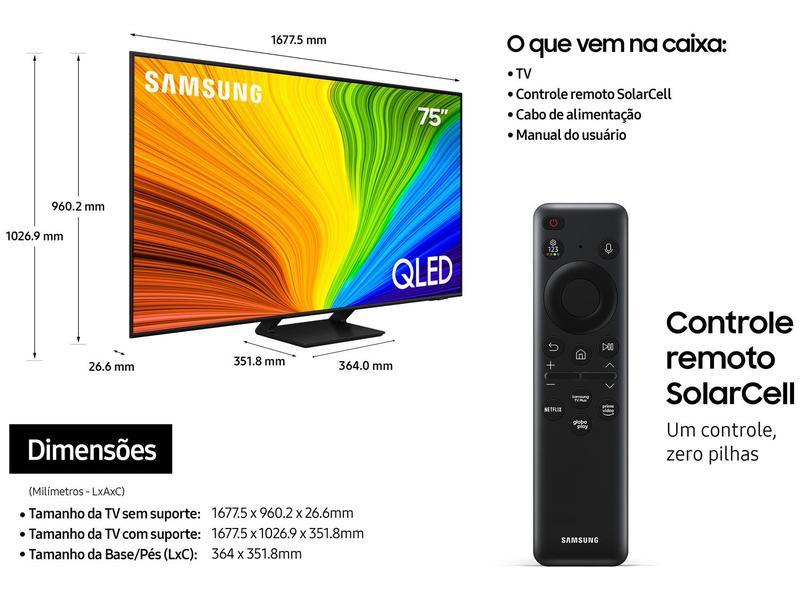 Imagem de Smart TV 75” UHD QLED 4K Samsung 75Q70DA Wi-Fi