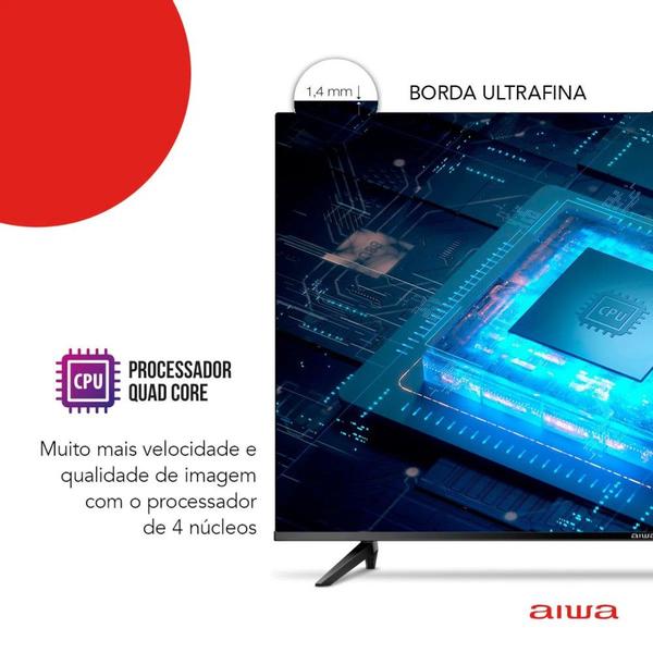 Imagem de Smart TV Aiwa 32" Android, HD, Comando de voz, Dolby Áudio, HDR10, AWS-TV-32-BL-02-A  AIWA