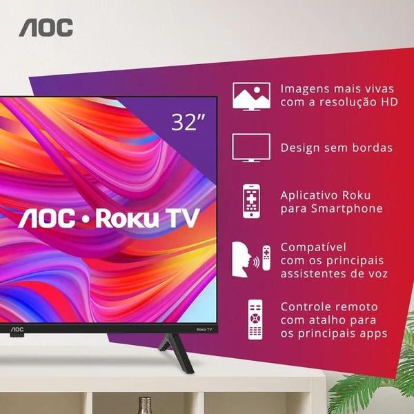 Imagem de Smart TV AOC Roku TV 32" HD - Série 5045