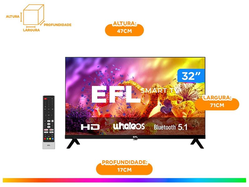 Smart TV EFL 32'' HD DLED Whale OS Wi-Fi - 32SX800HD - Smart Tv