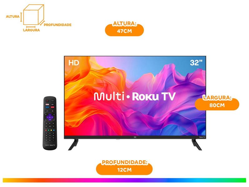 Smart Tv Hd 32 Polegadas Dled Wifi Multi Roku Express Netflix