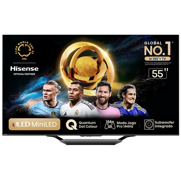 Smart TV Hisense Mini LED UHD 4K 55" Polegadas Frequência 144 Hz e Wi-Fi - 55U75LUA Smart TV Hisense Mini LED UHD 4K 55" Polegadas Frequência 144 Hz e Wi-Fi - 55U75LUA
