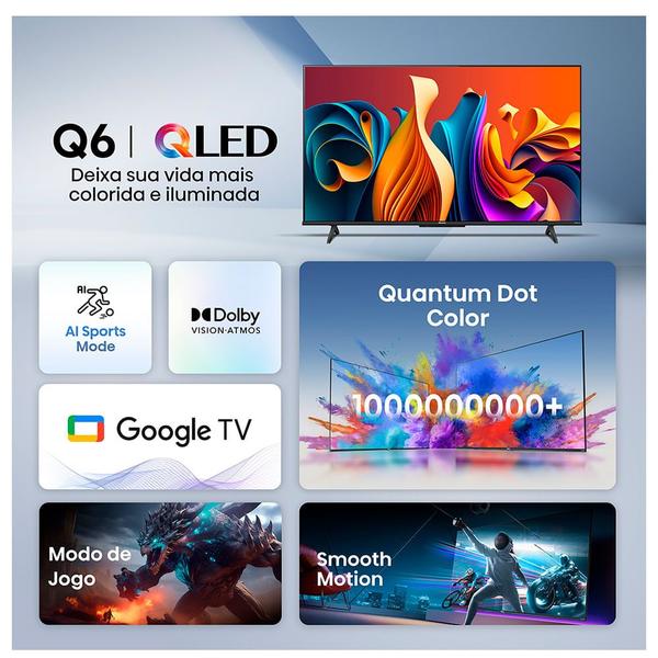 Imagem de Smart TV Hisense QLED 4K UHD 50" 50Q6N Polegadas com Wi-Fi - 50A51HUA