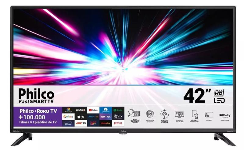 Smart Tv Led 42'' Ptv42g6fr2cpf Roku Dolby Audio Preta Philco 110V/220V Smart Tv Led 42'' Ptv42g6fr2cpf Roku Dolby Audio Preta Philco 110V/220V