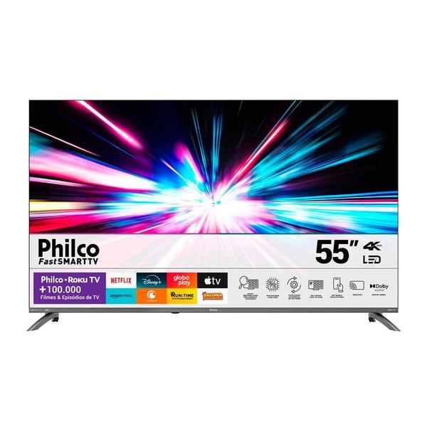 Smart Tv Led 55" P55CRA UHD Borda Ultrafina Philco Preto