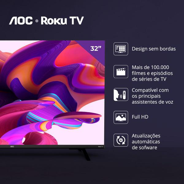 Imagem de Smart Tv LED Hd 32 Polegadas AOC Sistema Roku TV Wi-Fi HDMI