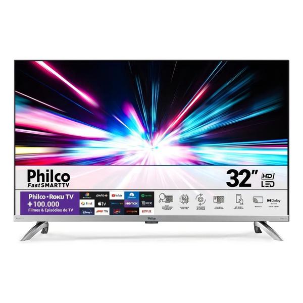 Smart TV Philco 32 LED HD Roku TV Dolby Audio, MidiaCast, HDMI, USB, WiFi Modelo PTV32G7PR2CGB
