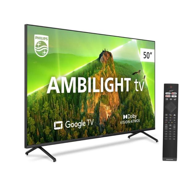 Imagem de Smart Tv Philips 50'' 4k Ambilight Google Voz 50pug7908 Preto Bivolt 