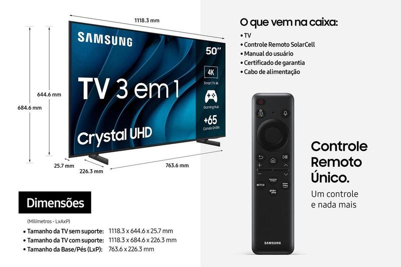 Imagem de Smart TV Samsung 50" Crystal UHD 4K 50CU8000 Painel Dynamic Crystal Color