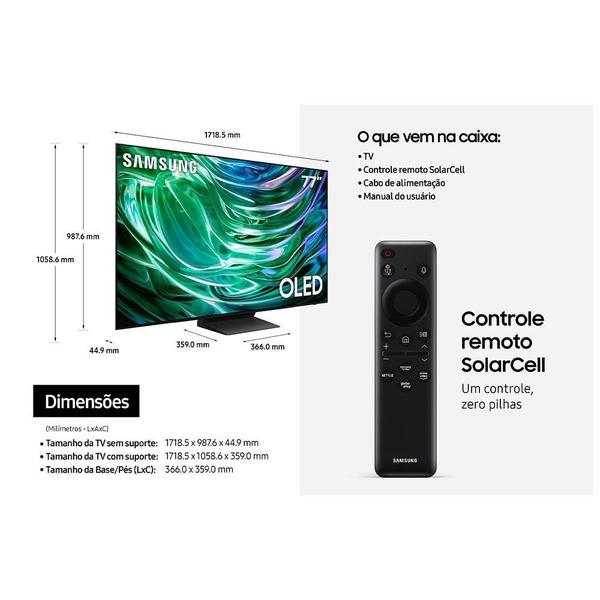 Imagem de Smart TV Samsung AI Big OLED 4K 77S90DB 2024 77" Polegadas Processador com AI e Alexa built in