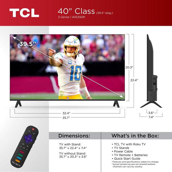 Imagem de Smart TV TCL S3 40S350R 40" 1080p LED com Roku TV 2023 preta