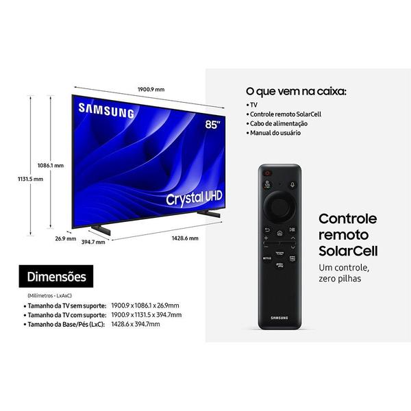 Imagem de Smart TV UN85DU8000GXZD 85 Polegadas Crystal UHD 4K Samsung